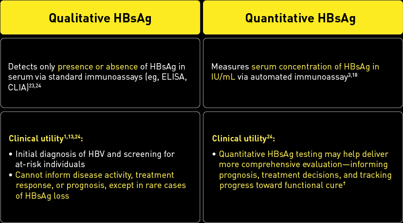 Qualitative and quantitative HBsAg tests for CHB Qualitative and quantitative HBsAg tests for CHB